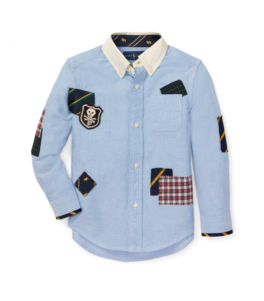 Polo Ralph Lauren Blue Patchwork With Skull L/S Shirt 